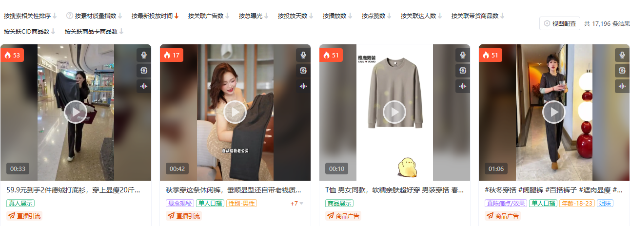有米有数全局素材搜索中按雅鹿检索的结果，展示素材池规模与结构